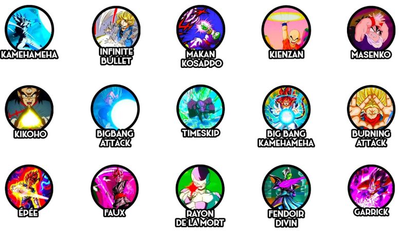 Goku, Vegeta, Piccolo, Freezer et d'autres combattants utilisant les techniques emblématiques de Dragon Ball
