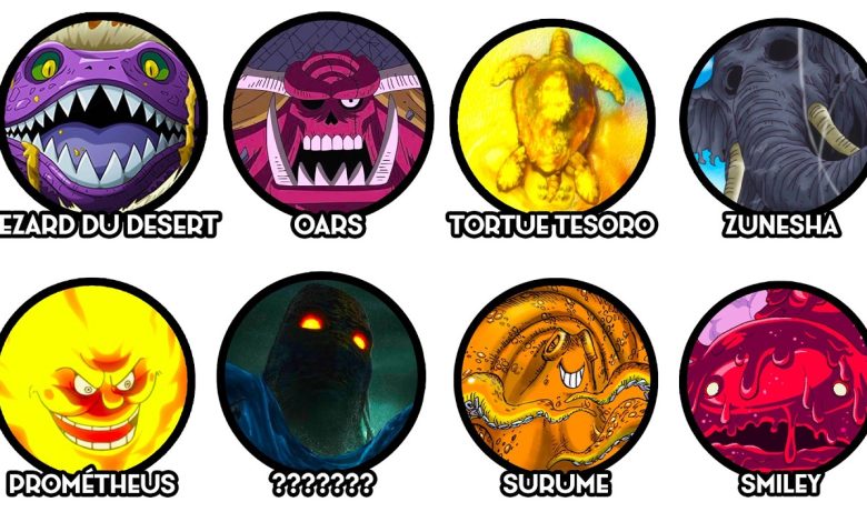 Zunesha et plusieurs créatures géantes du monde de One Piece